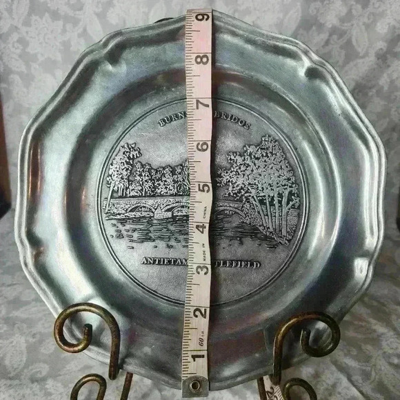 ANTIETAM BATTLEFIELD BURNSIDE BRIDGE WILTON-COLUMBIA PA.PEWTER PLATE - Picture 5 of 5